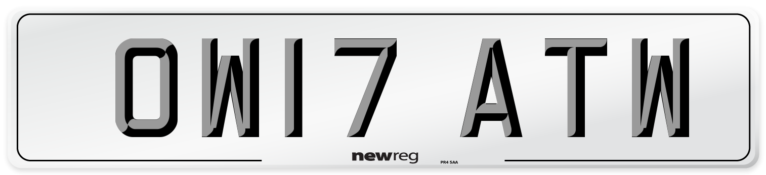 OW17 ATW Number Plate from New Reg